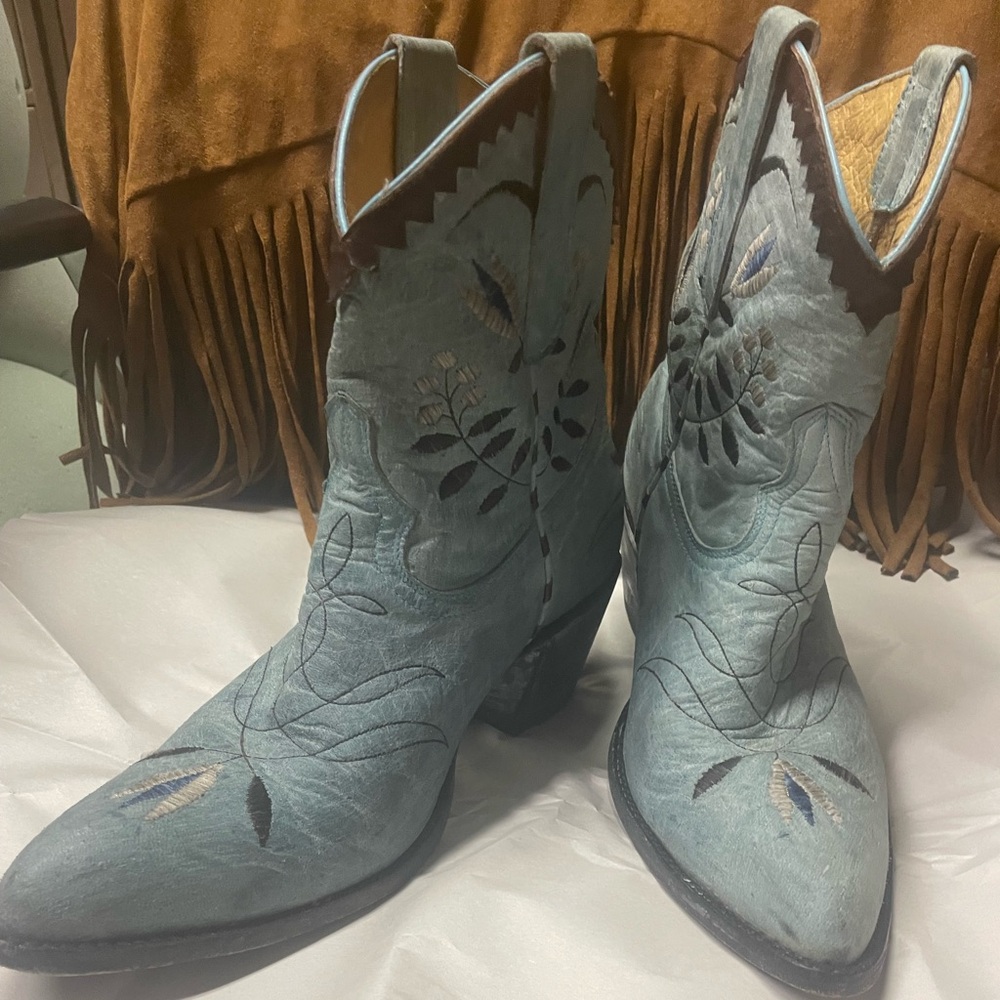 Old Gringo Yippee KiYay Amolita Blue/Brown Ankle Boots😍 - Picture 3 of 11